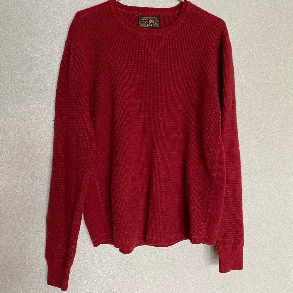 Lucky Brand Womens Wool & Cotton Blend Red Long Sleeve Shirt Size XXL